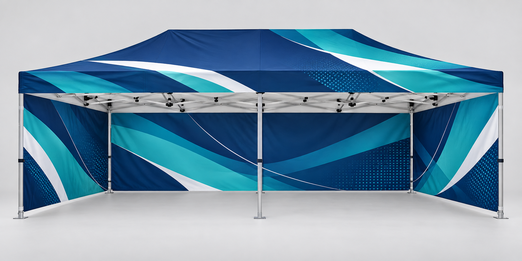 Custom 10' � 20' Premium Canopy Kit with Three Full Walls � Silver Frame