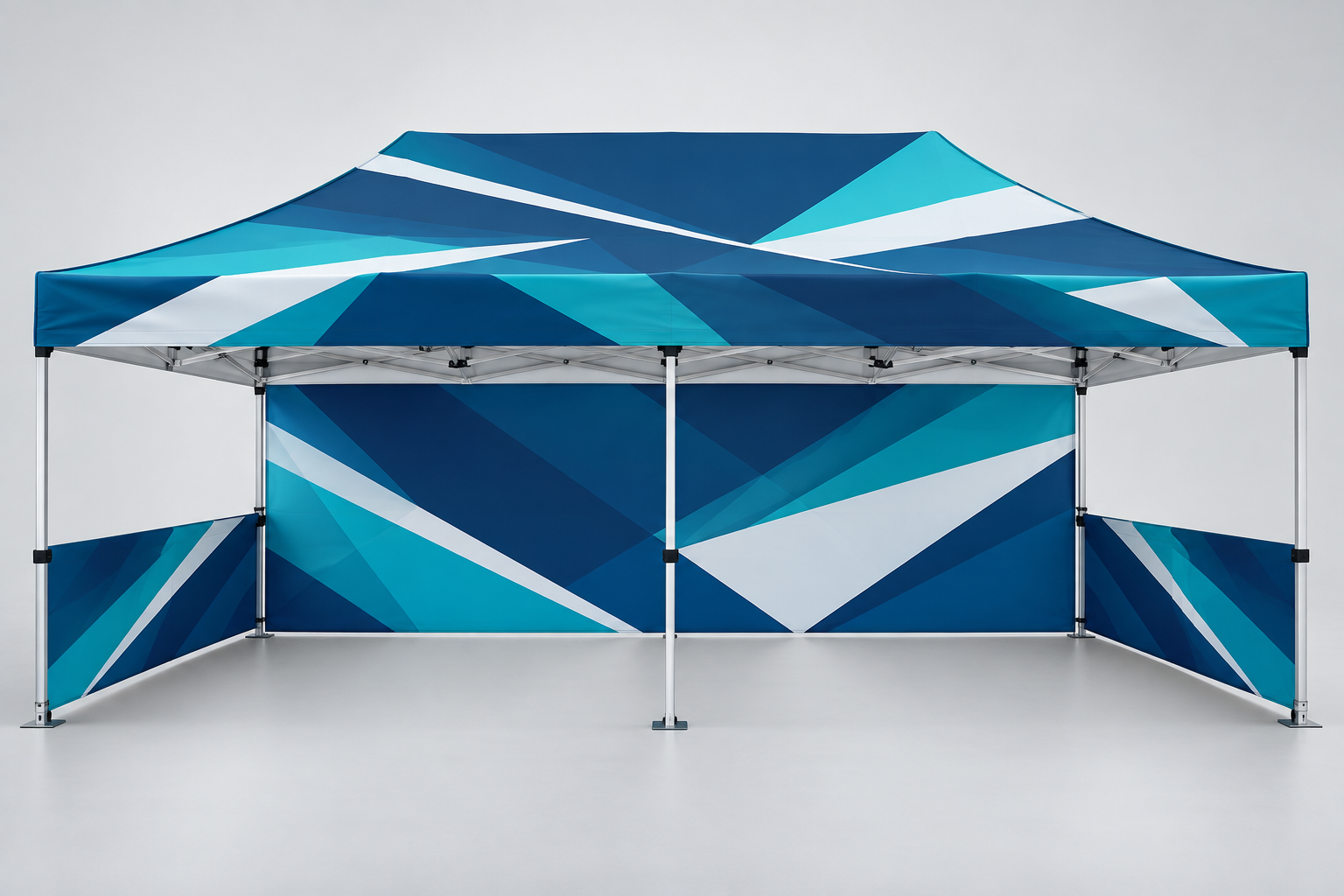 Custom 10' � 20' Premium Canopy Kit with Back Wall & Two Half Side Walls � Silver Frame