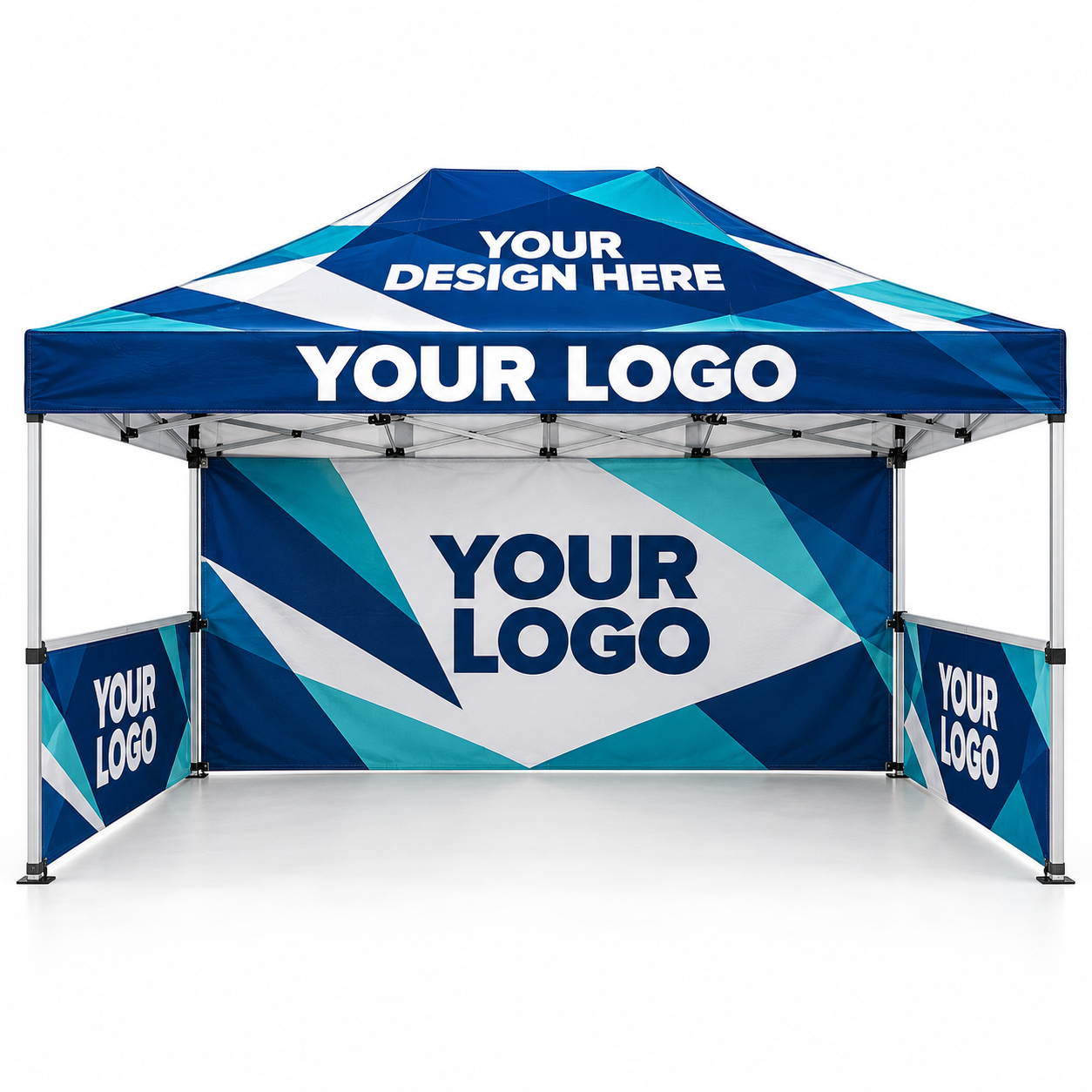 Custom 10' � 15' Premium Canopy Kit with Back Wall & Two Half Side Walls � Silver Frame