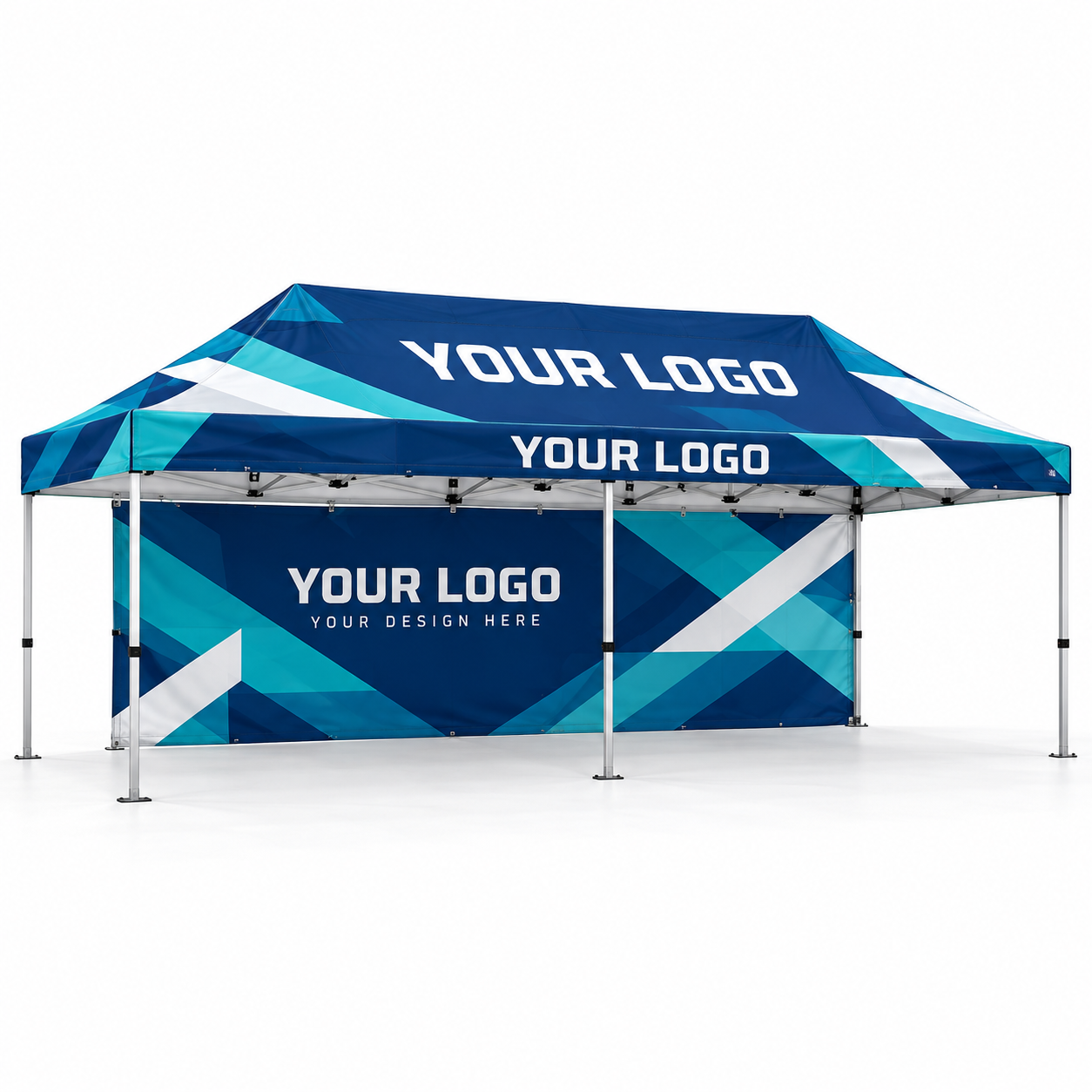 Custom 10' × 20' Premium Canopy Kit with Full Back Wall — Silver Frame
