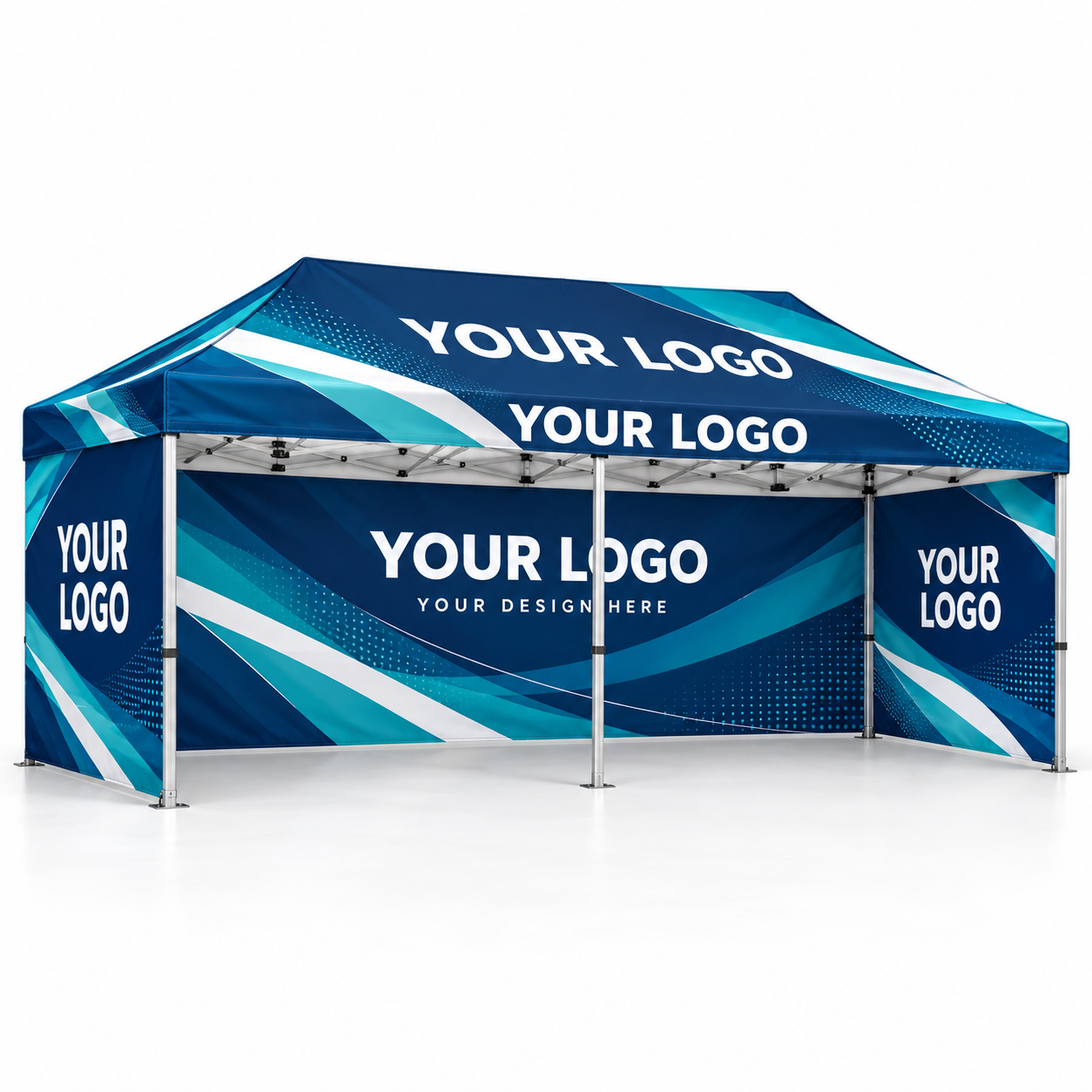 Custom 10' × 20' Premium Canopy Kit with Three Full Walls — Silver Frame